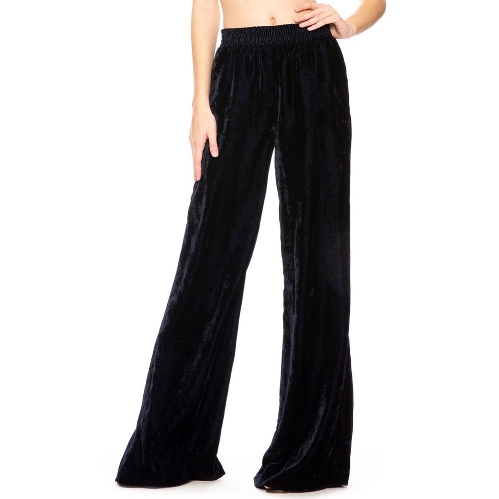 Nili Lotan - Harlow Velvet Wide Leg Pants - Dark Navy